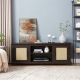 Farmhouse Rattan TV Stand Console Table for TVs up to 70 Inches, TV Console Table with 2 Storage W1758P178931