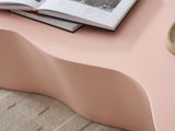 50 Inch Unique Shape Coffee Table Sturdy Fiberglass Tea Table for Living Room No Need Assembly PINK W876P452392