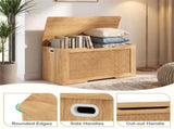 39 Gallon Wooden Toy Box Storage Chest with Soft Close Lid, Rattan Look Kids Storage Bench for 02211941