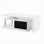 ZUN White and Black High Gloss Coffee Table with Swivel Top B062P209063