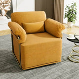 360 Degree Square Swivel Accent Sofa Chair,Fluffy Fabric Lounge Wide Upholstered Reading Chair with W2012P319074