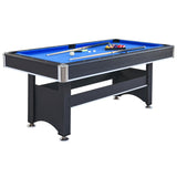 6-ft Pool Table with Table Tennis Top - Black with Blue Felt W465137248