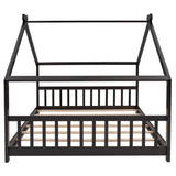 ZUN Full Size House Bed Wood Bed, Espresso 34877321