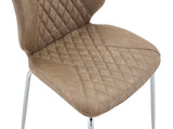 Dining Chairs Set of 4, Khaki Oil Waxed Leather Dining Chairs with Electroplated Metal Legs, W3493P444869
