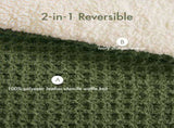 3 Pieces Full/Queen Waffle Knit Chenille Comforter Set,Olive B035P381297