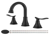 2-Handle 8 inch Widespread Bathroom Sink Faucet Matte Black Lavatory Faucet 3 Hole 360&deg Swivel 99411719
