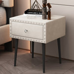 ZUN Modern Nightstands Set of 2 with Drawer and Crystal Handle, Elegant Rivet Velvet Design Bedside 10447047
