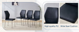 Luxury Simple Chair - Set of 4 BLACK PU Material High Resilience Dining Chair with Metal Silver W1151P282690