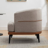 Modern Two-tone Barrel Fabric Chair, Upholstered Round Armchair for Living Room Bedroom Reading 79975814