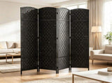 4 Panel Room Divider 70.9 Inch Tall Privacy Screen Portable Weave Partition Wall for Bedroom Coffee 97235100