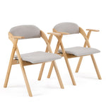 ZUN Set of 2 Wooden Folding Chairs with Padded Seats and Armrests, Portable Simple Folding Chairs with 23653264