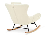 Rocking Chair Nursery, Teddy Upholstered Rocker Glider Chair with High Backrest, Adjustable Headrest W680127248