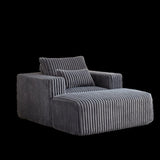 62.5-Inch Corduroy Sponge Sofa Lounge Chair with Removable footrest,No Assembly Required,Fluffy W834P206049
