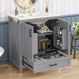 30-inch Bathroom Vanity with Single Sink, Solid Wood Frame MDF, 2 Soft-Close Doors, 1 Divided N729P299363E