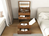 3-in-1 Vanity Desk with Lighted Mirror & Stool, Flip Top Makeup Dressing Table, Compact Storage for W2699P478802