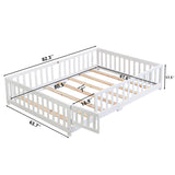 ZUN Queen Size Floor Bed with Door,Solid Wood Platform Bed Frame with Fence,Suitable for children,Pine W495123244