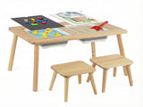 All-in-One Kids Activity Table and Chairs Set, Pine Wood Sensory Table with Foldable Storage Bins, 13734972