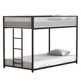 Adam Twin Twin Bunk Bed Metal Black with White Mesh Guard Rail for Kids and Adult, Low Profile and B083P170084