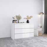 ZUN Extended Desktop 6 Drawers Chest of Drawer without Handle White Color Vanity W2139134917