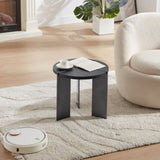 Round Coffee Table Black Oak Wood Surface and Black Metel Feet W820P272124