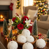 6PCS Set 4" Christmas Ball Ornaments Cream Ruffle Hangingations for Xmas Tree Holiday Home 05858806