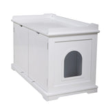 ZUN Cat Washroom Bench, Wood Litter Box Cover with Spacious Inner, Ventilated Holes, Removable W2181P155161