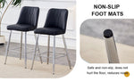 ZUN Modern Black PU Bar Stool - Silver Metal Legs with Cross Reinforcement.Black,Silver Metal Legs,Bar W1151P211979