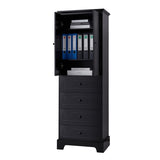 ZUN Storage Cabinet with 2 Doors and 4 Drawers for Bathroom, Office, Adjustable Shelf, MDF Board with WF302825AAB