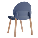 4-Pack Grey Blue Chairs Red Oak Wood Legs & PP Seat, Indoor Dining & Living Room Furniture Set W3450P322868