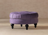 Dawn Tufted Round Ottoman Nailhead Accents, Purple Velvet B2719P238412