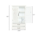 27'' Accent Tall Tower White Storage Cabinet - Rustic Wood Sideboard Pantry Cabinet - Versatile W2295P294585