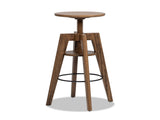 Spencer Minimalist Oak Wood Adjustable Bar Counter Stool, Walnut Brown Oak Wood B2719P252308