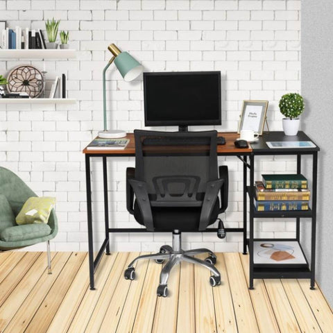 ZUN 120cm Retro Color Black Particleboard Paste Triamine Stitching Computer Desk 00036899