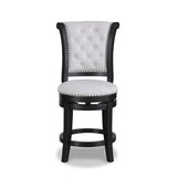 ZUN 2pc Swivel Pub Stools Counter Height 24" Chair Upholstered Seat Nailhead Trim Footrest Wooden Dining B011P262311