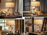 Table Lamp for Living Room, Farmhouse Set of 2 with USB AC and Nightlight, 26" Rustic Bedside W3355P323265