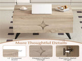 31.5" Multi-Storage Coffee Table - 3-Door CabinetBack Open Compartment, Natural Wood Texture 11870095