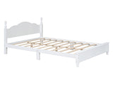 Full Size Wood Platform Bed Frame,Retro Style Platform Bed with Wooden Slat Support,White 43376167