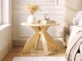 Round Side, 23.6 Inch Circular End with Curved Cross Legs, Melamine Laminated MDF Accent 28801584