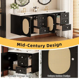 30" Bathroom Vanity with Ceramic Sink, Mid-Century Bathroom Vanity Cabinet with 2 Drawers, Bathroom N710P265954B