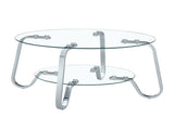 Minimalist style metal frame double-layer tempered glass coffee table, size 31.5 * 31.5 * 17.7 80572019