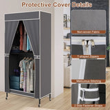 2 Tier Clothing Rack With Cover Portable Wardrobe Closet Covered Garment Rack with 4 Wheels 2 33352784
