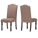 Transitional Antique Cherry Beige Set of 2pc Side Chairs Padded Fabric Turned Legs Dining Room B011P152638
