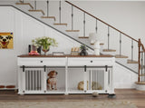 63'' Large Dog Crate Furniture for Double Dog, Wooden Dog Kennel with 2 Drawers,Divider and Sliding W2557P231672
