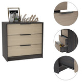Kaia 3 Drawers Dresser, Superior Top -Black / Pine B07092020