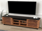 85 inch TV Stand Console for TVs up to 95 inches, No Assembly Required, Black with Bourbon Finish B108P160163