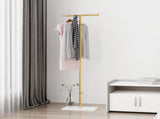 Clothing Rack, Golden Metal Freestanding Heavy Duty Clothes Rack with Marble Base, Multipurpose 09528329