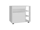 Jud Microwave Cart with 5 Shelves, 1 Door, Cabinet Storage, and Rolling Casters, White B097P474296