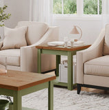 24 inch Side Table, No Assembly Required, Sage Green and Fruitwood Finish B108P160213