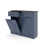 Farmhouse Blue Double Tilt Out Trash for 20 Gallon Trash Cans, Free Standing Recycling 19080541