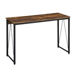 ZUN Weathered Oak and Black 47.5" Writing Desk with Metal Sled Base B062P184523